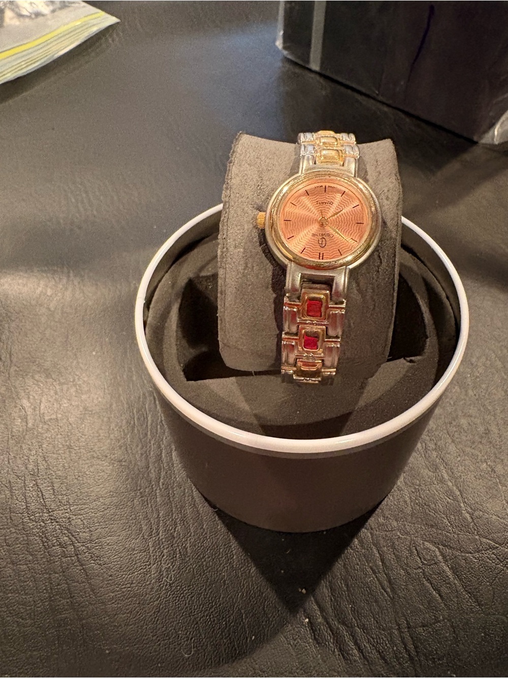 Two-Tone Women’s Bracelet Watch with Rose Dial and Gold Accents